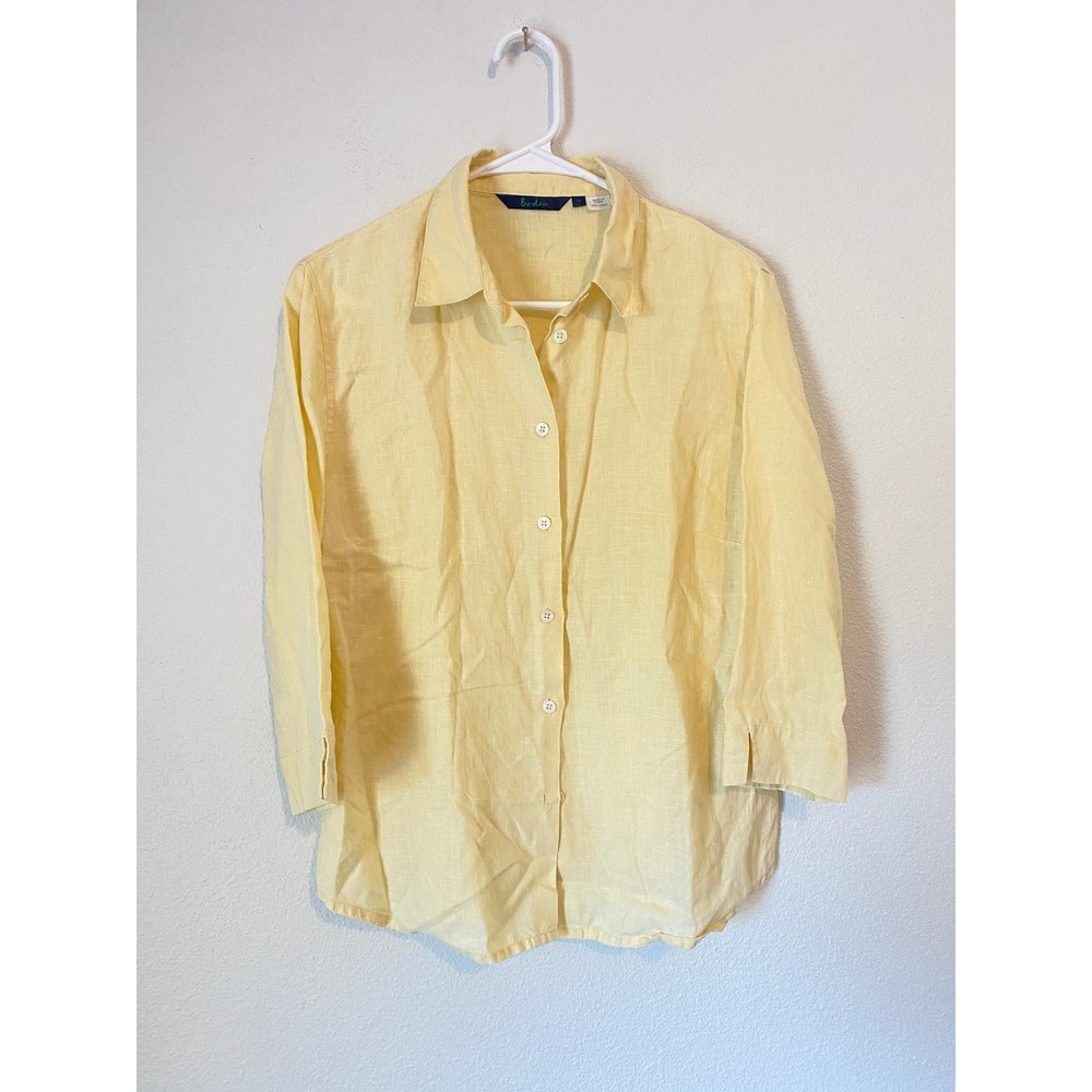 Boden Yellow Linen Button down shirt